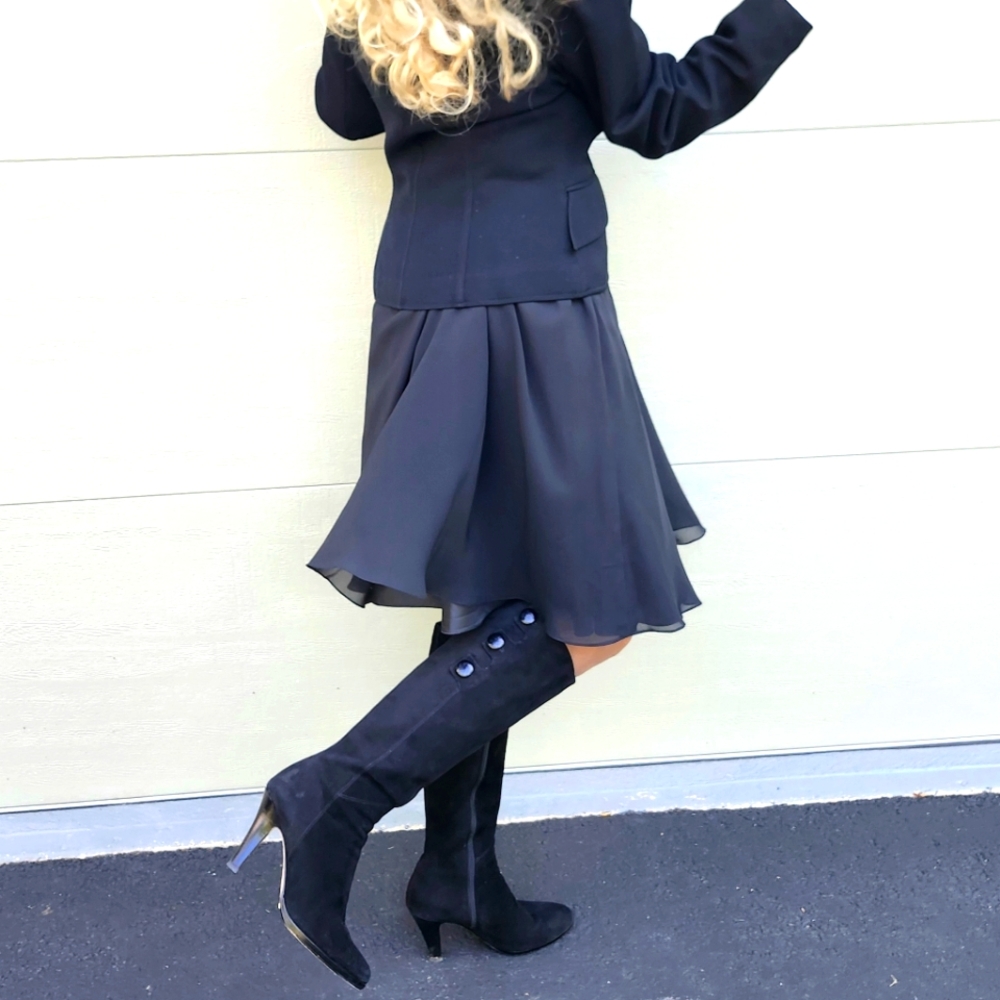 Cole Haan Suede Black Heeled Boots